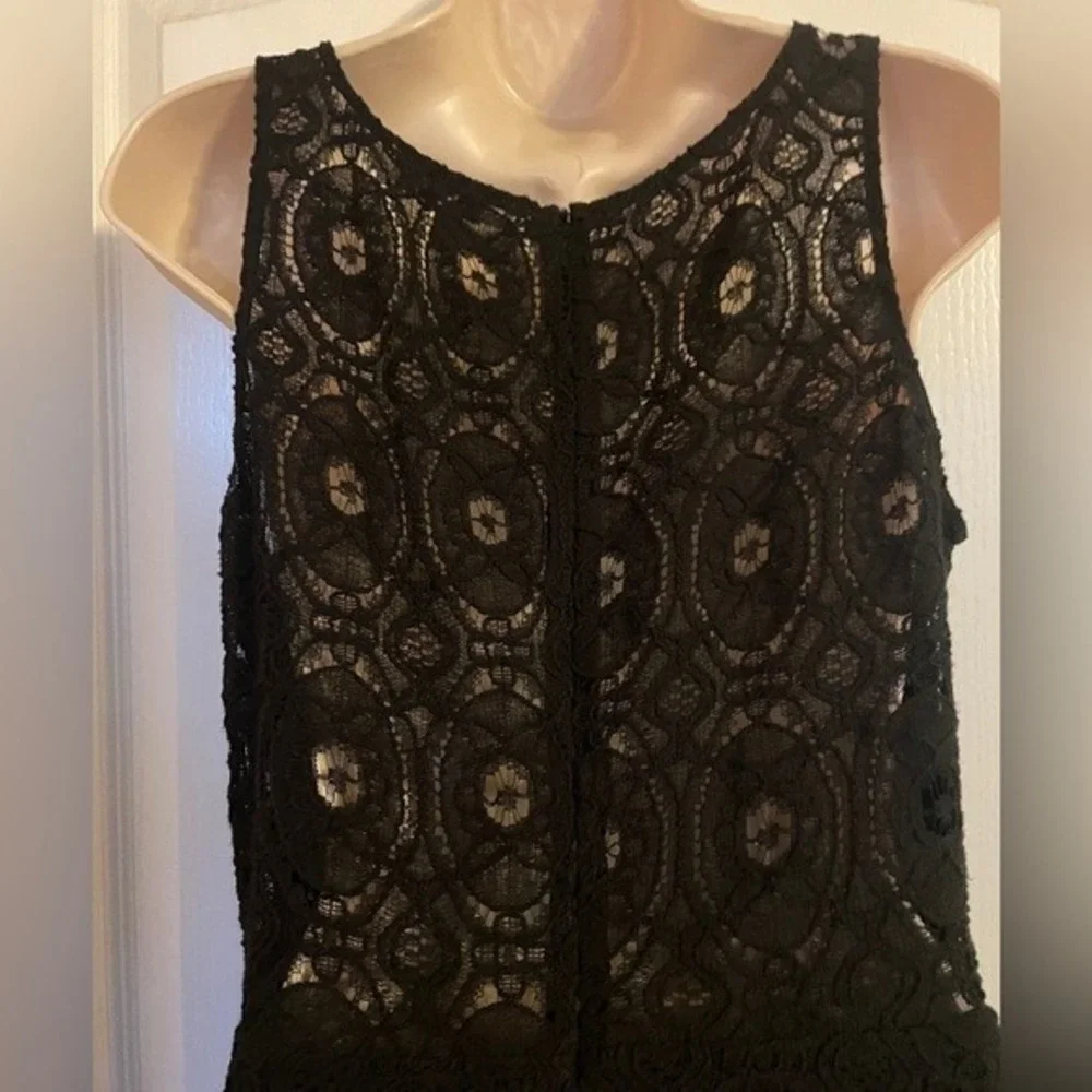 BB Dakota Black Floral Lace Sleeveless Fit and Flare Dress Womens 8 Party Staple